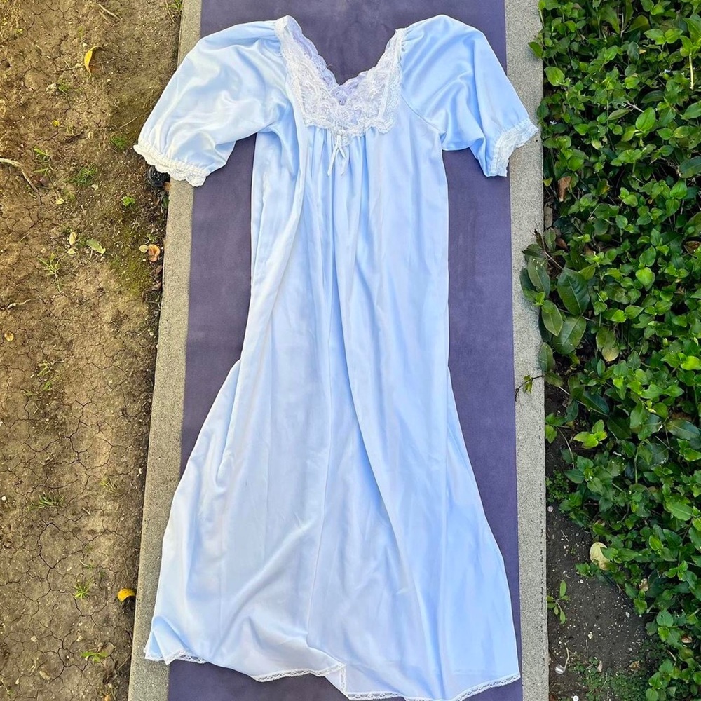 Christian Dior lingerie maxi slip dress nightgown in blue